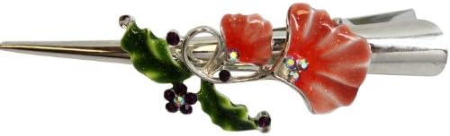 Colorful Flower Fashion Hair Clip - Duckbill Hair Clip With Painted Pewter Metal Flower
