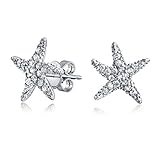 Bling Jewelry CZ Starfish Pave Stud 925 Sterling Silver Earrings