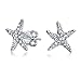 Nautical Ocean Tropical Beach Cubic Zirconia Pave CZ Starfish Stud Earrings For Women 925 Sterling Silver