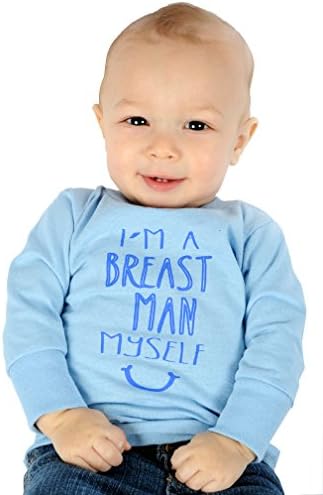 One Creative Mama Long Sleeve Tee "I'm A Breast Man Myself" - Blue - 6 Months