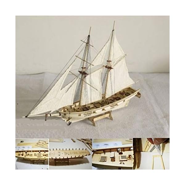 Guanan Segelboot Modell, Holzschiff Modelle, DIY Schiffsmodell Kit, Dekoration Modellbausatz Holz Schiff Bausatz… – Bild 6