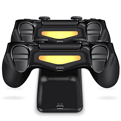 PS4 Controller Charger with USB Power Adapter, PS4 Charging Dock, Dual Charger with Charging Status Display Screen for PlayStation 4 Dualshock 4
