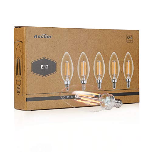 image for Ascher E12 Candelabra LED Light Bulbs 60 Watt Equivalent, 550 Lumens, 