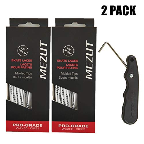 image for Adarowigen MEZUT Hockey Skate Laces Waxed and 1 Tightener,Heavy Duty f