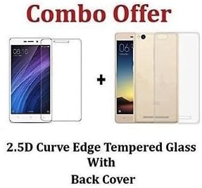 RTCO Combo Of Protective Soft Transparent Back Case Cover With Tempered Glass Screen Protector For Xiaomi Redmi 4A