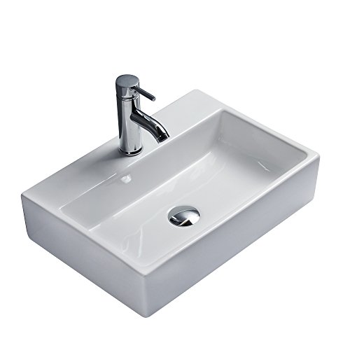 Gimify Mordern Vessel Sink Porcelain Ceramic White Above Counter Art Basin Bowl for Bathroom Restroom Airport Office Hotel (Vessel Sink Large)