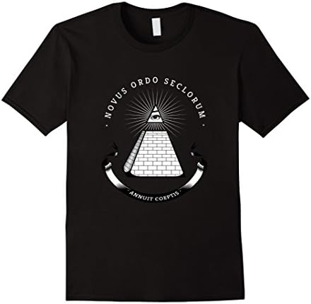 Mens illuminati all seeing eye pyramid symbol humor T-Shirt Medium Black