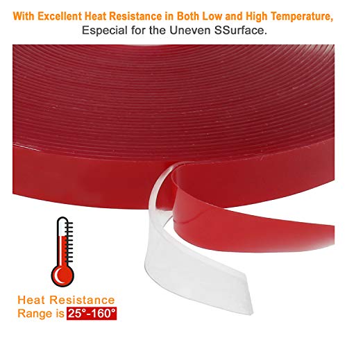 Double Sided Adhesive Tape Heavy Duty JIRVY Heat Resistant High Adhesion Transparent Acrylic Tape, Adhesive Removable Double Sided Mounting Tape, for Home Wall Office Decor ((5mm+10mm) x 10M)