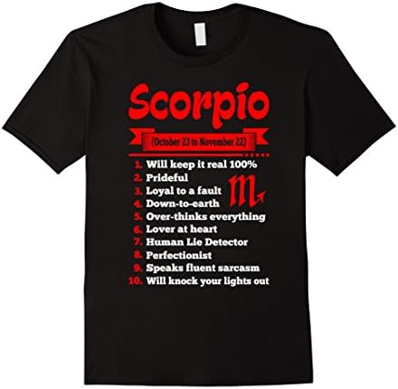 Mens Top Ten Signs To Spot True Scorpio Zodiac Tshirt 3XL Black