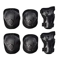 GOBEST Kids Protective Gear Set, Child Knee Pads Elbow Pads with Wrist Guards 3 in 1 for Boys and Girls Cycling Inline Roller Skating Biking Pack of 6 Black (Upgraded Vistion 3.0)