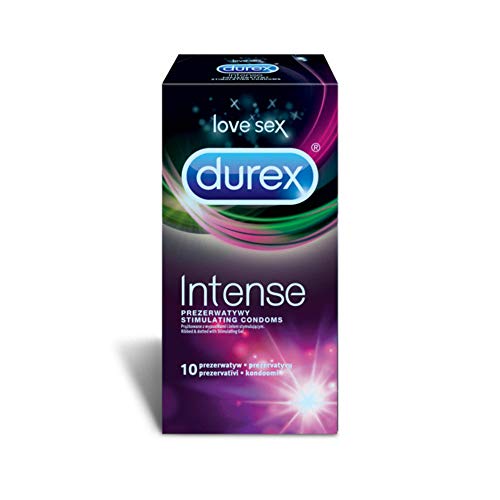 Durex Intense Condoms - Ribbed and Studded Condoms with Stimulation Gel for Intensive Satisfaction of Women (10)