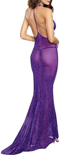 HotAmz Women Deep V Lace Sexy Thin Dresses,Women Lingerie Halter Lace Babydoll Transparent Sleepwear (Dark Purple)