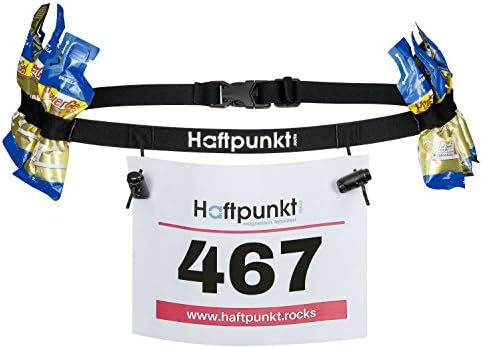 HAFTPUNKT race number belt (with 6 Gel loops) - to fix and hold your race bib - race day belt for (half-)marathons, triathlon or cycling