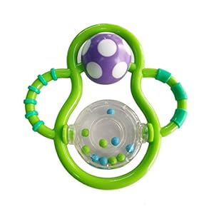 Buddsbuddy Premium Grasp & Spin Rattle 1Pc, BB9021, Green Purple