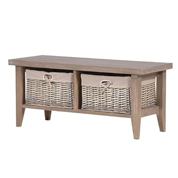 Ofh Badezimmerbank Mit 2 Schubladen Weidengeflecht Grau Amazon