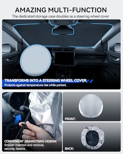LANTU Windshield Sunshade for Ford Puma MK2 2020-2026 Foldable Sun Visor Protection with Storage Pocket Blocks UV Rays Sun Umbrella