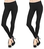 BLVD Women's 2 Pack Cotton Solid Long Leggings