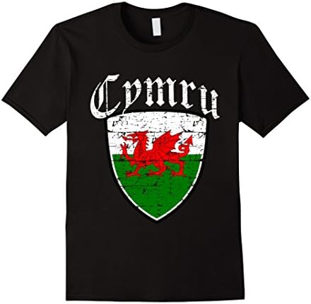 Mens Welsh Flag tshirt Large Black