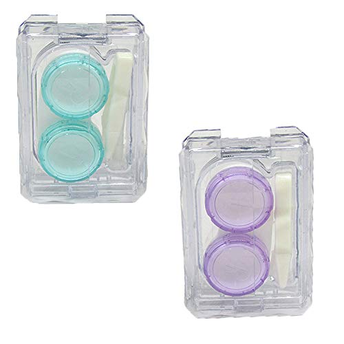 image for KISEER 2 Pcs Mini Clear Color Contact Lens Case Travel Kit Contact Len