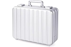 urecimy Silver Aluminum Attache Case Padded Laptop Briefcase Combo TSA Lock Hard Sided Money Suitcase with Foam