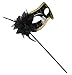 Coxeer Women's Masquerade Mask with Removable Collapsible Stick Black