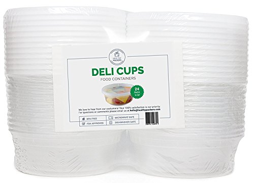 8 oz Plastic Food Storage Containers with Leakproof Lids (24 pack) - Reusable Deli & Restaurant Container - Freezer, Microwave & Dishwasher Safe - BPA Free - Perfect for Meal Prep, Snacks & Even Slime - Thumbnail 4