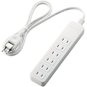 ELECOM 電源タップ ほこり防止シャッター付 6個口 1m ホワイト T-ST01-22610WH
