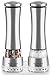 Beyond Flavor Electric Salt and Pepper Grinder Set (2 Shakers) Automatic Mills w/Adjustable Coarseness | Stainless-Steel, Battery Operated | Incl. Meal Recipe eBook and Mill Rest