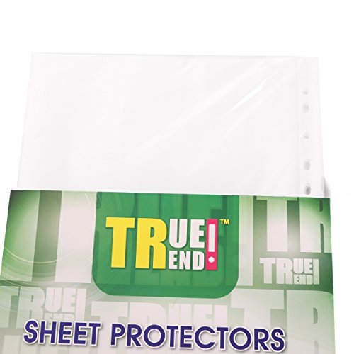 TRUETREND Clear Standard Sheet Protectors | 11 Reinforced Binder Ready Holes â€“ Great for Document Storage, Reports and Presentations â€“ Crystal Clear + A4 Size, Box of 100