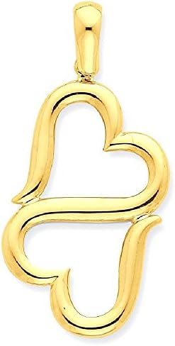 14k Yellow Gold Connected Double Hearts Pendant Charm Necklace Love Multiple Fine Jewelry For Women Gifts For Her