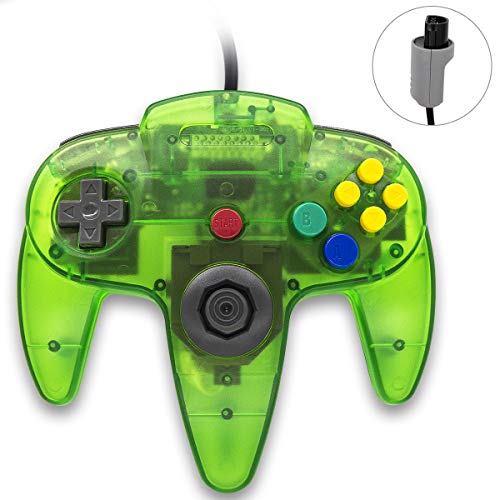 Wired Controller for Nintendo 64 N64 Console, Upgraded Joystick Classic Video Game Gamepad（1 Clear Green）