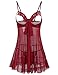 Avidlove Women Teddy Sleepwear Lace Chemise Babydoll Nightwear Set Sleepwear Dark Red XXL