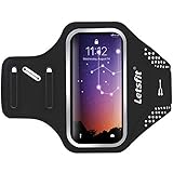 Letsfit Running Armband, Water Resistant Cell Phone Armband for Smart phone 11 Pro XR XS MAX 8+ 7+ 6s+ with Key Slot, Headphone Slot and Face ID for Running, Walking, Hiking, Black