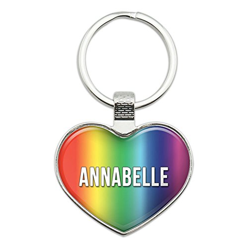 Graphics and More Metal Keychain Key Chain Ring Rainbow I Love Heart Names Female A Angl - Annabelle
