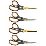 CCR Scissors 8 Inch Soft Comfort-Grip Handles Sharp Titanium Blades, 4-Pack