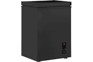 Muhub Black Chest Freezer,3.5 Cu Ft Compact Freezer with 7 Level Adjustable Temperature,Top Open Door Freezer with Removable Storage Basket,Energy Saving Deep Freezer (Black,3.5 Cu Ft)