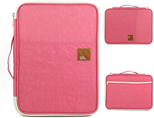 Bajotien Travel Portfolio Organizer Case, Waterproof Pouch Zippered Bag for Purse,Ipads,Coloring books,Documents (Rose Red)