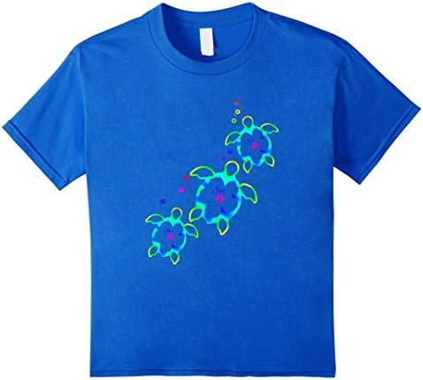 unisex-child Tropical Colors Hawaiian Honu Sea Turtles Beach T-shirt 8 Royal Blue