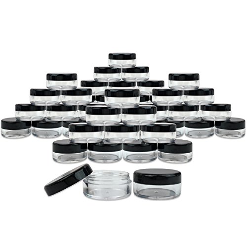 Beauticom 5G/5ML High Quality Round Clear Jars with Black Lids for Beads, Gems, Glitter, Charms, Small Arts and Crafts Items - BPA Free(Quantity: 200pcs)