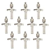 10 Pieces Cross Glass Vial Pendant Necklace Pendant Wish Bottle Charms Glass Locket