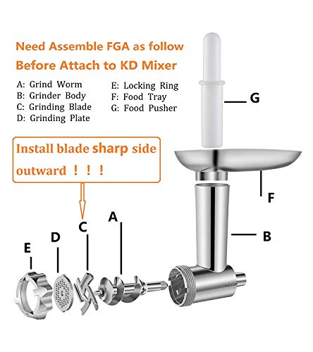 Metal Food Meat Grinder Attachment for KitchenAid Stand Mixers - Including Sausage Stuffer Accessory - Thumbnail 4