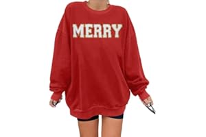 MEESHEEP Oversized Christmas Fleece Sweatshirt Women Embroidery Merry Letter Print Christmas Sweater Holiday Party Tees