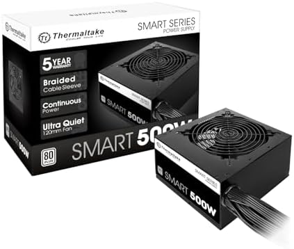 Thermaltake Smart 500W 80+ White Certified PSU, Continuous Power with 120mm Ultra Quiet Cooling Fan, ATX 12V V2.3/EPS 12V Active PFC Power Supply PS-SPD-0500NPCWUS-W
