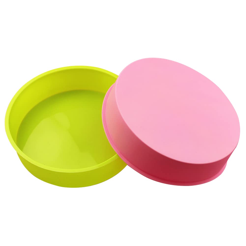 SUNSK Silicone Cake Molds 8 Inch Round Cake Tins Non Stick Baking Molds Bakeware Tray for Chocolate Cookies Breads Pie Pizza Pan 2pcs