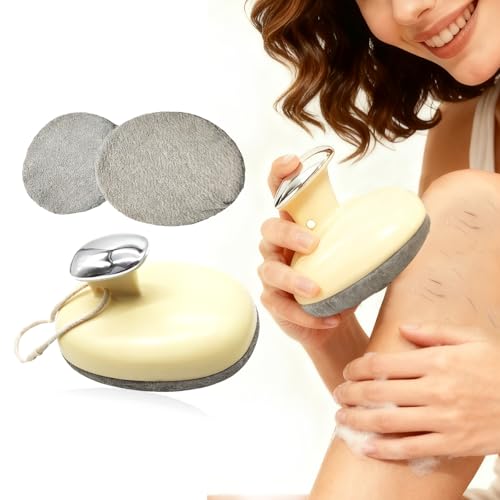Deep Exfoliating Body Scrubber with Handle - 2-in-1 Dual Sided Gentle & Rough Pads, Reusable Back Scrubber for Shower, Helps Achieve Smooth Skin for Men and Women, Includes 1 Handle+2 Exfoliating Pads