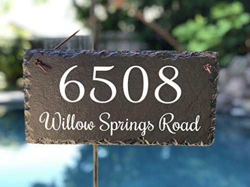 Beautifully Handcrafted and Customizable Slate Home Address Plaque (12"x8" 12"x6" or 16"x10") Personalized House Sign with and mounting hardware. Improve the curb appeal of your property