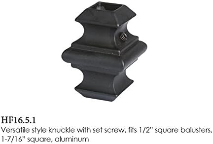 Satin Black 16.5.1 1/2-inch Adjustable Knuckle Add-On Decorative Ornament for Iron Balusters, Box of 10