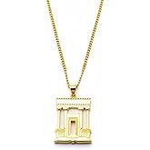 Made In Israel 14K Gold Plated Beit Hmikdah Jewish Holy Temple Pendnt Necklace Jewish Symbol Pendant from Israel – Elegant Hebrew With Cubic Zirconia Dainty Religious Jewish Jewelry