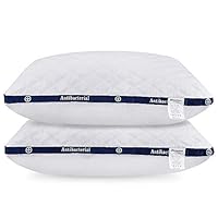 HOMEIDEAS 100% Cotton Hotel Down-Alternative Pillows, Plush Gel Fiber Bed Pillows for Sleeping - Good for Side and Back Sleeper (Pack of 2, Queen Size)