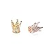 NBEADS 5 Pcs Cubic Zirconia Crown Beads, 12.5x12mm Mixed 5 Color Brass Micro Pave Crown Spacer Beads Bracelet Connector Charm Beads for DIY Jewelry Making